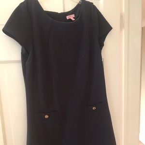 Lilly Pulitzer Navy Blue Work Dress w Gold Buttons